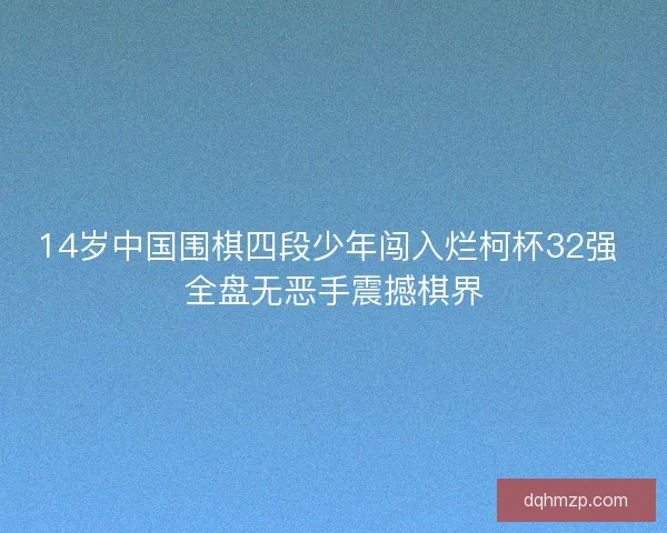 14岁中国围棋四段少年闯入烂柯杯32强 全盘无恶手震撼棋界