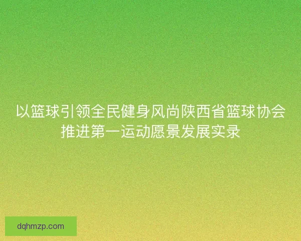 以篮球引领全民健身风尚陕西省篮球协会推进第一运动愿景发展实录