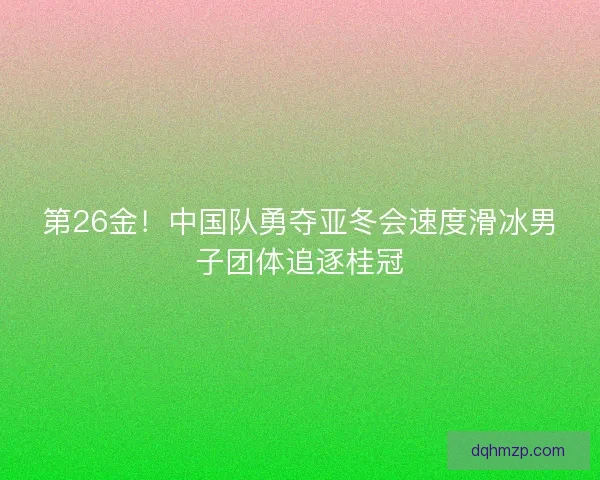 第26金！中国队勇夺亚冬会速度滑冰男子团体追逐桂冠